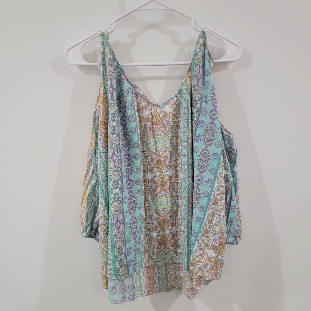 Victorias Secret Womens‎ Top Size Small Cold Shoulder Pastel Paisley Fairy Boho